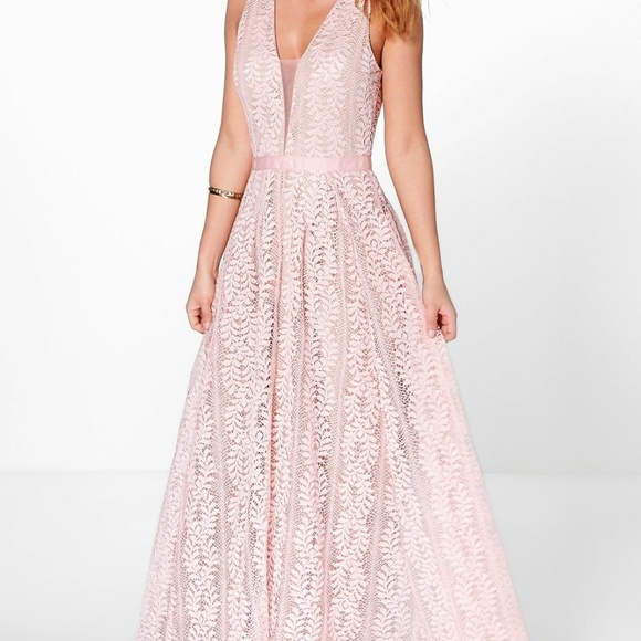 boutique all lace plunge neck maxi dress